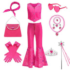 Girls Disco Costume Retro Two-Piece Top & Flared Pants