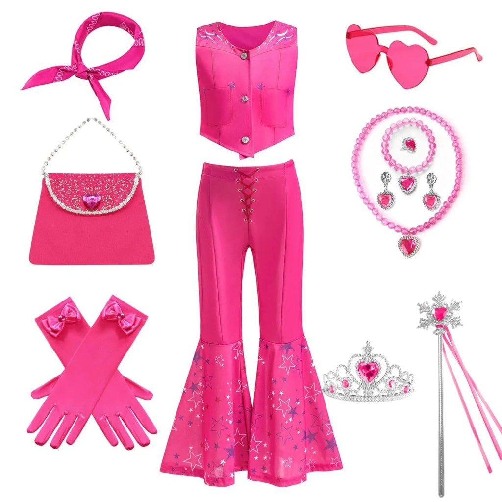 Girls Disco Costume Retro Two-Piece Top & Flared Pants