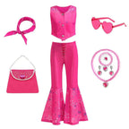 Girls Disco Costume Retro Two-Piece Top & Flared Pants