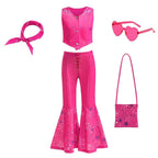 Girls Disco Costume Retro Two-Piece Top & Flared Pants