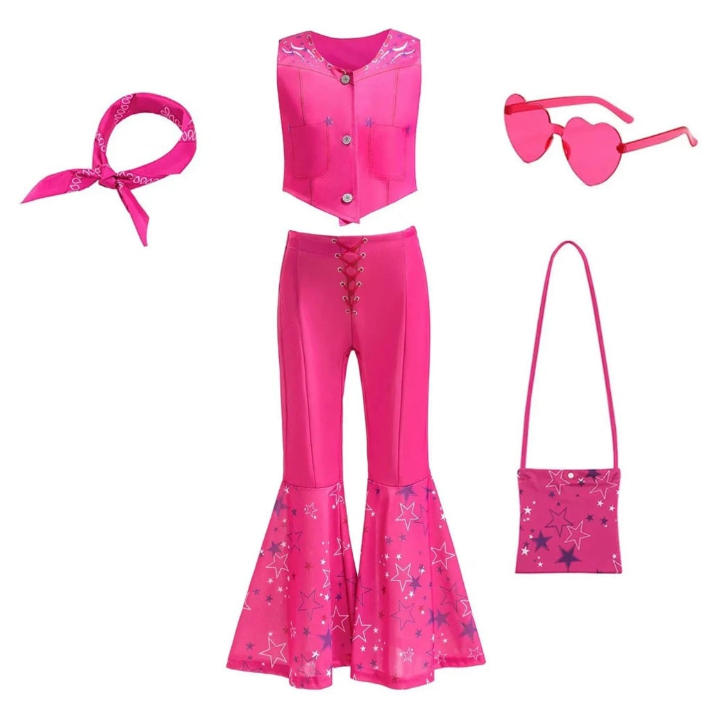 Girls Disco Costume Retro Two-Piece Top & Flared Pants
