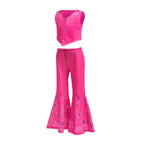 Girls Disco Costume Retro Two-Piece Top & Flared Pants