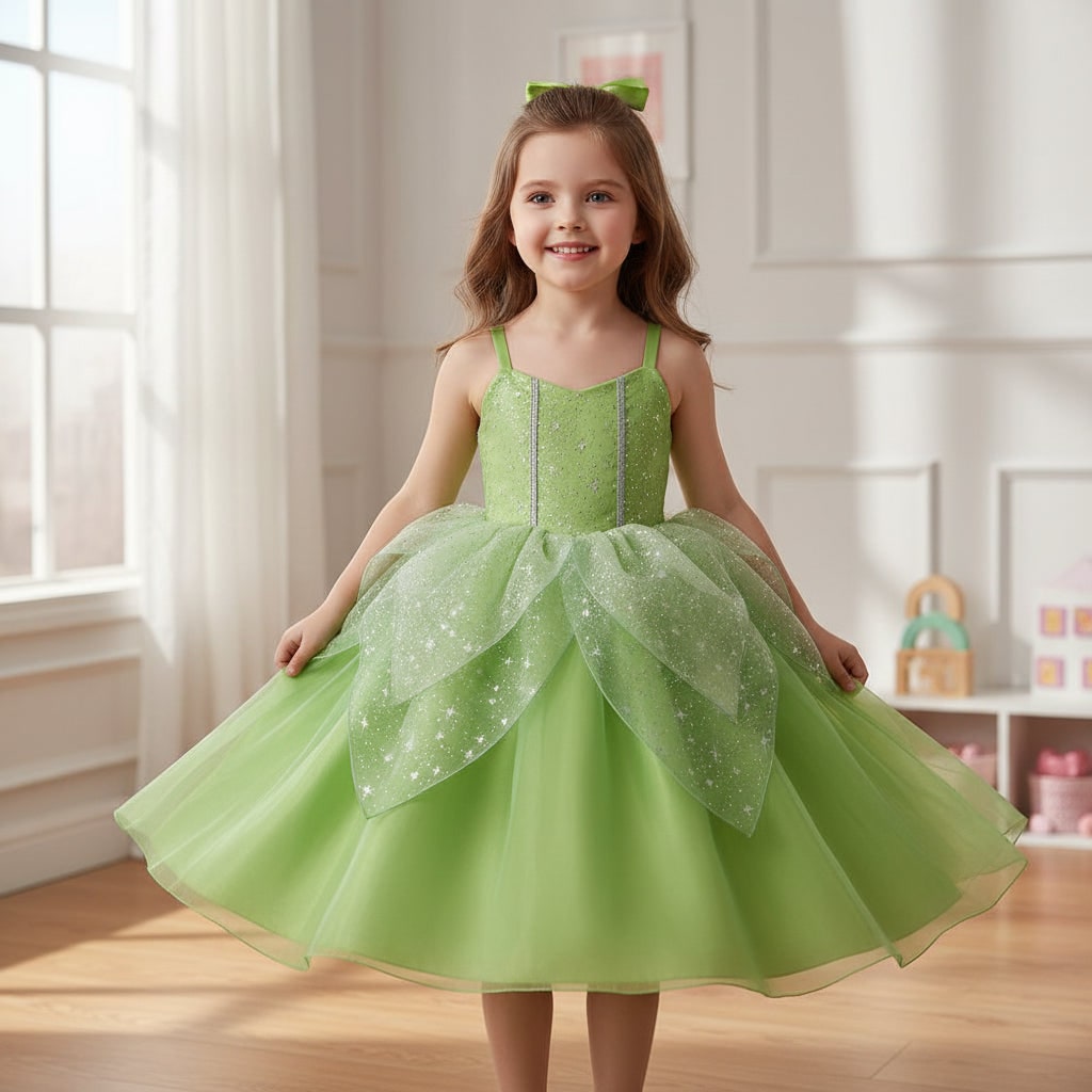 Girls Fairy Costume Set Layered Tulle Dress & Accessories