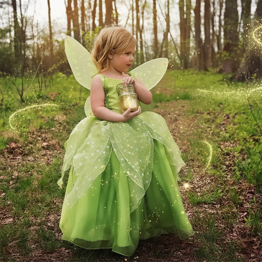 Girls Fairy Costume Set Layered Tulle Dress & Accessories