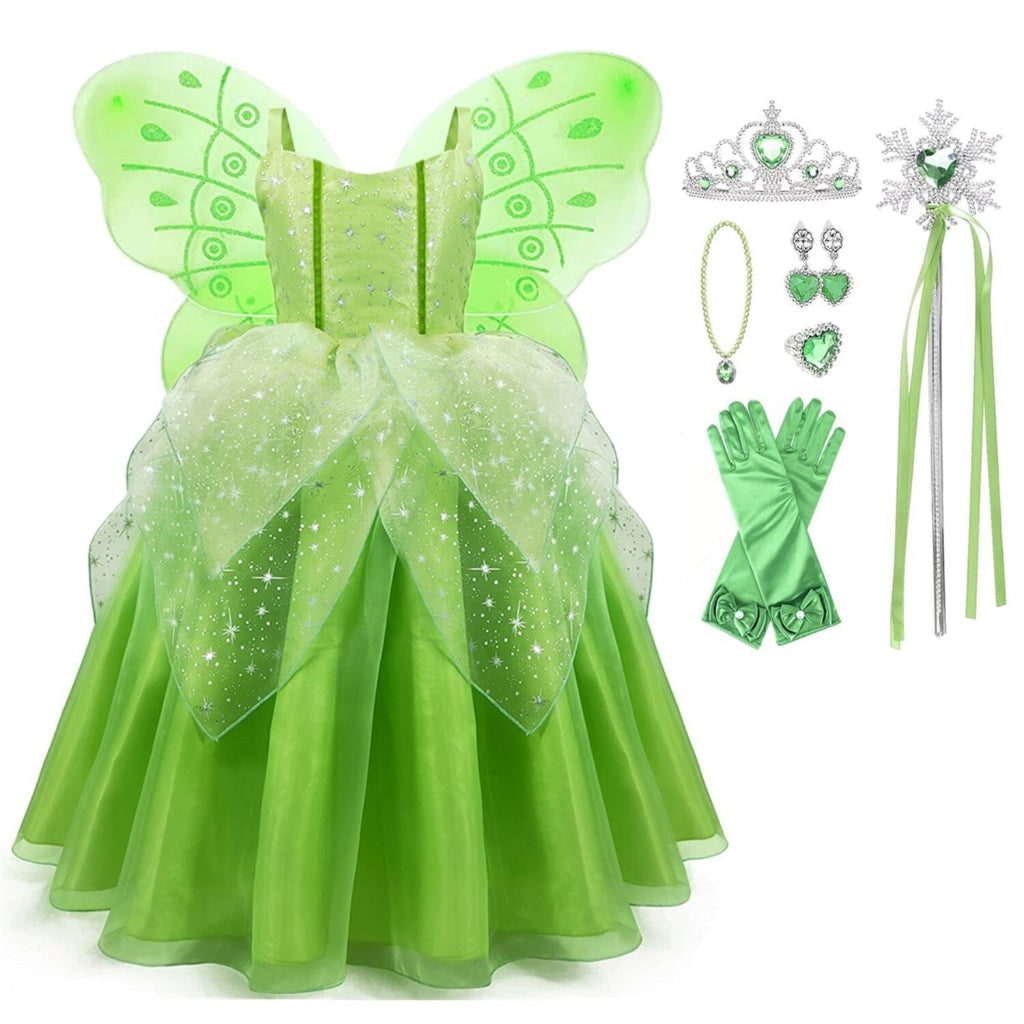 Girls Fairy Costume Set Layered Tulle Dress & Accessories