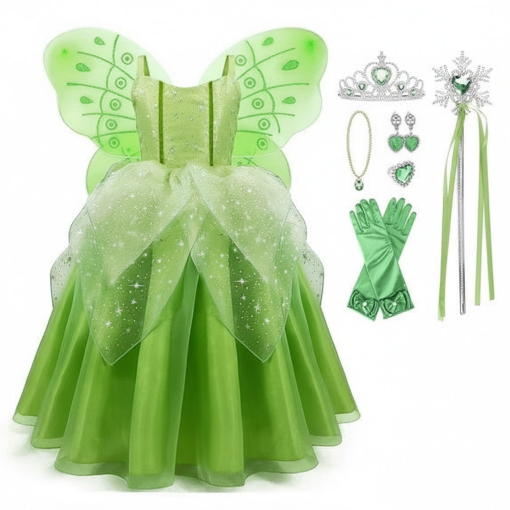 Girls Fairy Costume Set Layered Tulle Dress & Accessories