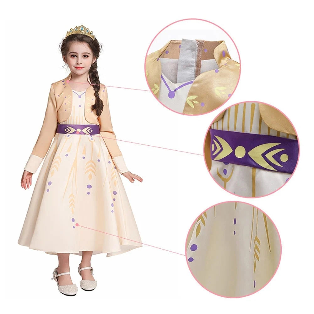 Girls' Princess Dress Long Sleeve Flared Back Bow