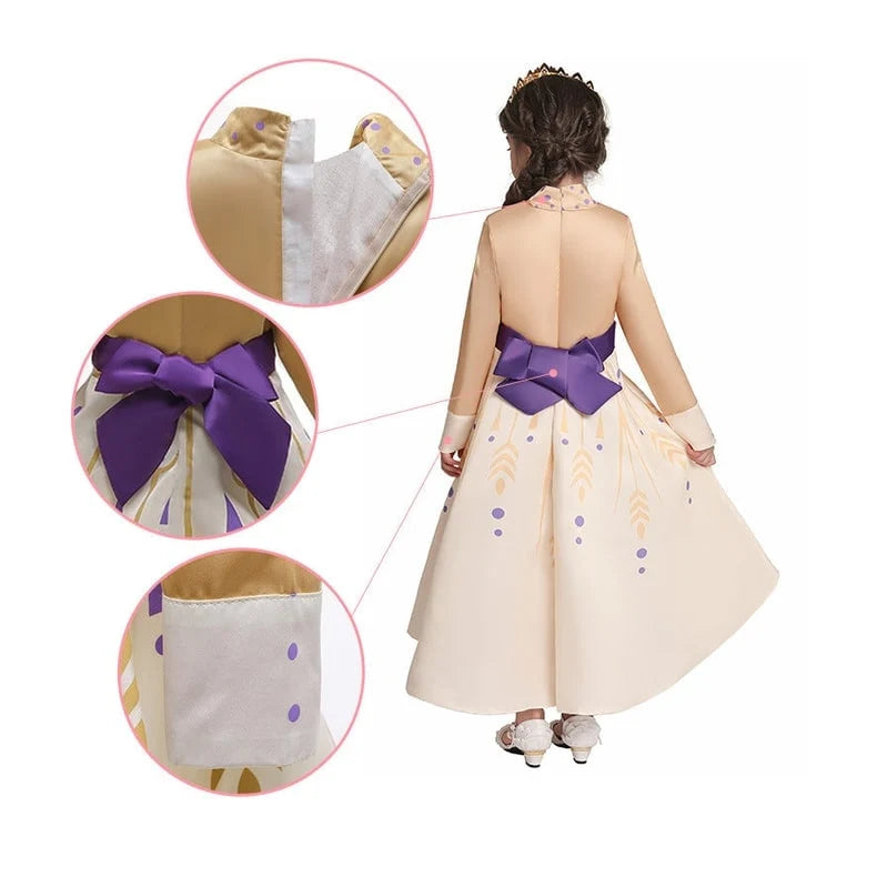 Girls' Princess Dress Long Sleeve Flared Back Bow
