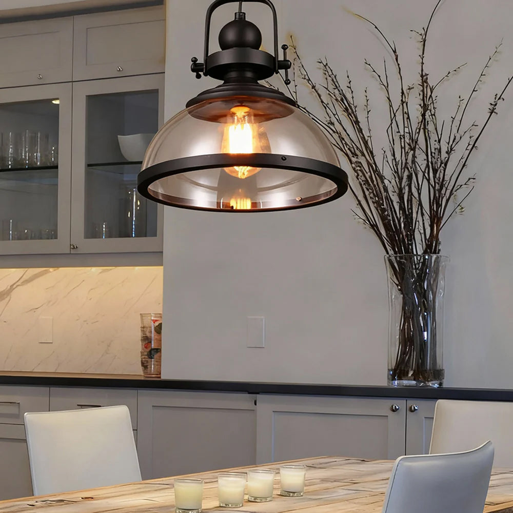 Glare-Free Dimmable Glass Dome Pendant Light