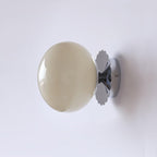 Glare-Free Marshmallow Glass Wall Sconce With Brass Backplate
