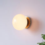 Glare-Free Marshmallow Glass Wall Sconce With Brass Backplate