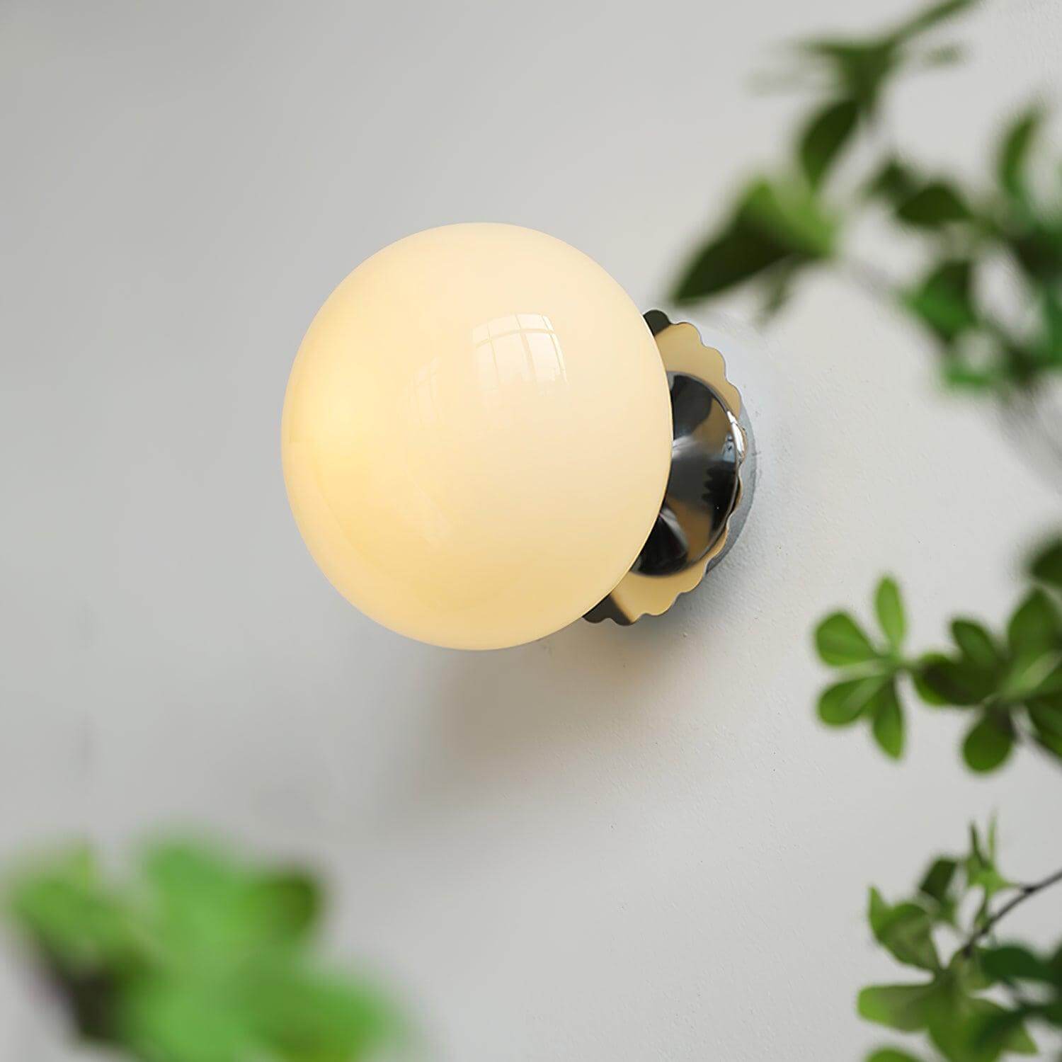 Glare-Free Marshmallow Glass Wall Sconce With Brass Backplate