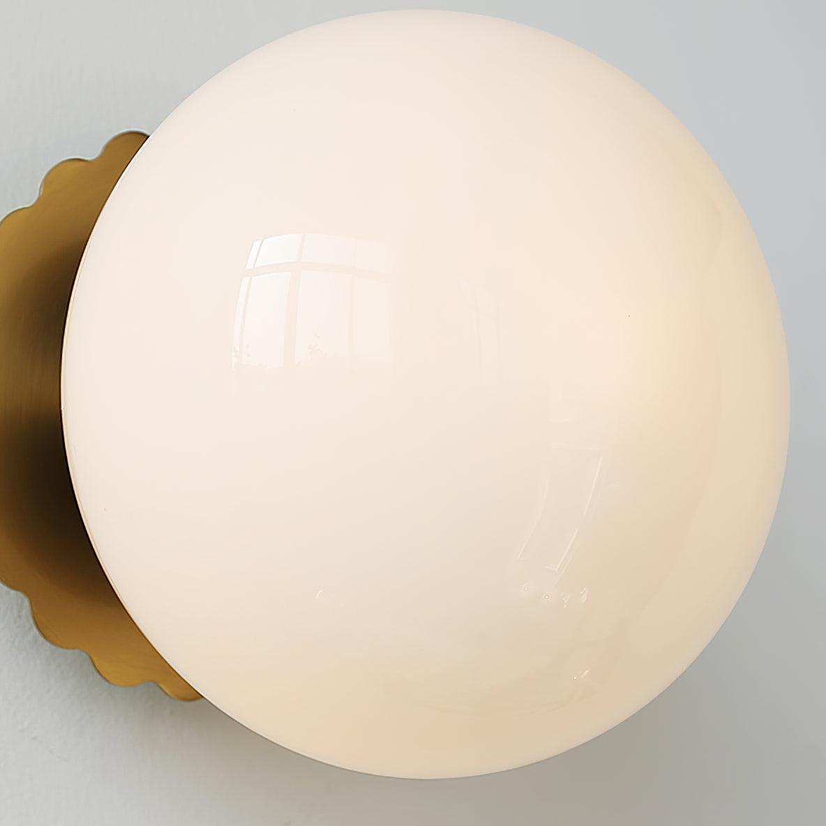 Glare-Free Marshmallow Glass Wall Sconce With Brass Backplate