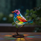 Glass Bird Figurine Handcrafted Layered Glass & Metal Base