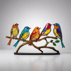 Glass Bird Figurine Handcrafted Layered Glass & Metal Base