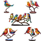Glass Bird Figurines Handmade Colored Glass On Branch