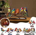 Glass Bird Figurines Handmade Colored Glass On Branch