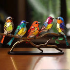 Glass Bird Figurines Handmade Colored Glass On Branch