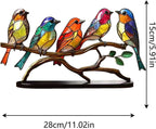 Glass Bird Figurines Handmade Colored Glass On Branch