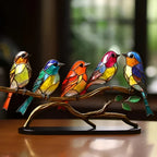 Glass Bird Figurines Handmade Set of 3 With Stand