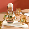 Glass Carafe Set Diamond Relief Beech Wood Stopper