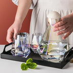 Glass Carafe Set Diamond Relief Beech Wood Stopper
