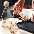 Glass Carafe Set Diamond Relief Beech Wood Stopper
