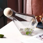 Glass Carafe Set Diamond Relief Beech Wood Stopper