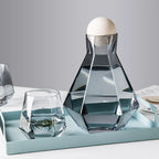 Glass Carafe Set Diamond Relief Beech Wood Stopper