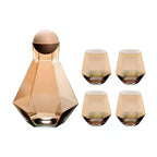 Glass Carafe Set Diamond Relief Beech Wood Stopper