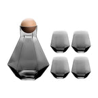 Glass Carafe Set Diamond Relief Beech Wood Stopper