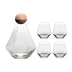 Glass Carafe Set Diamond Relief Beech Wood Stopper