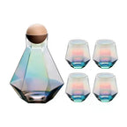 Glass Carafe Set Diamond Relief Beech Wood Stopper