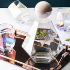 Glass Carafe Set Diamond Relief Beech Wood Stopper