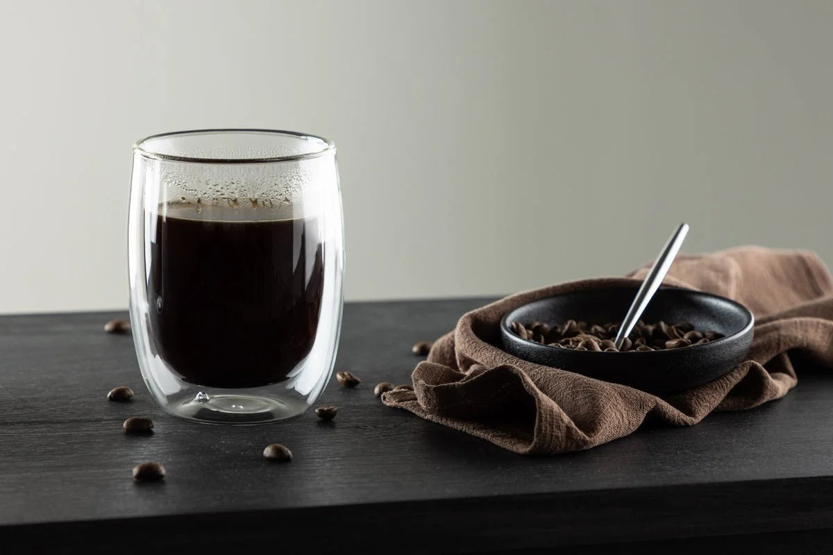 Glass Coffee Cups Transparent Heat-Resistant Set of 2