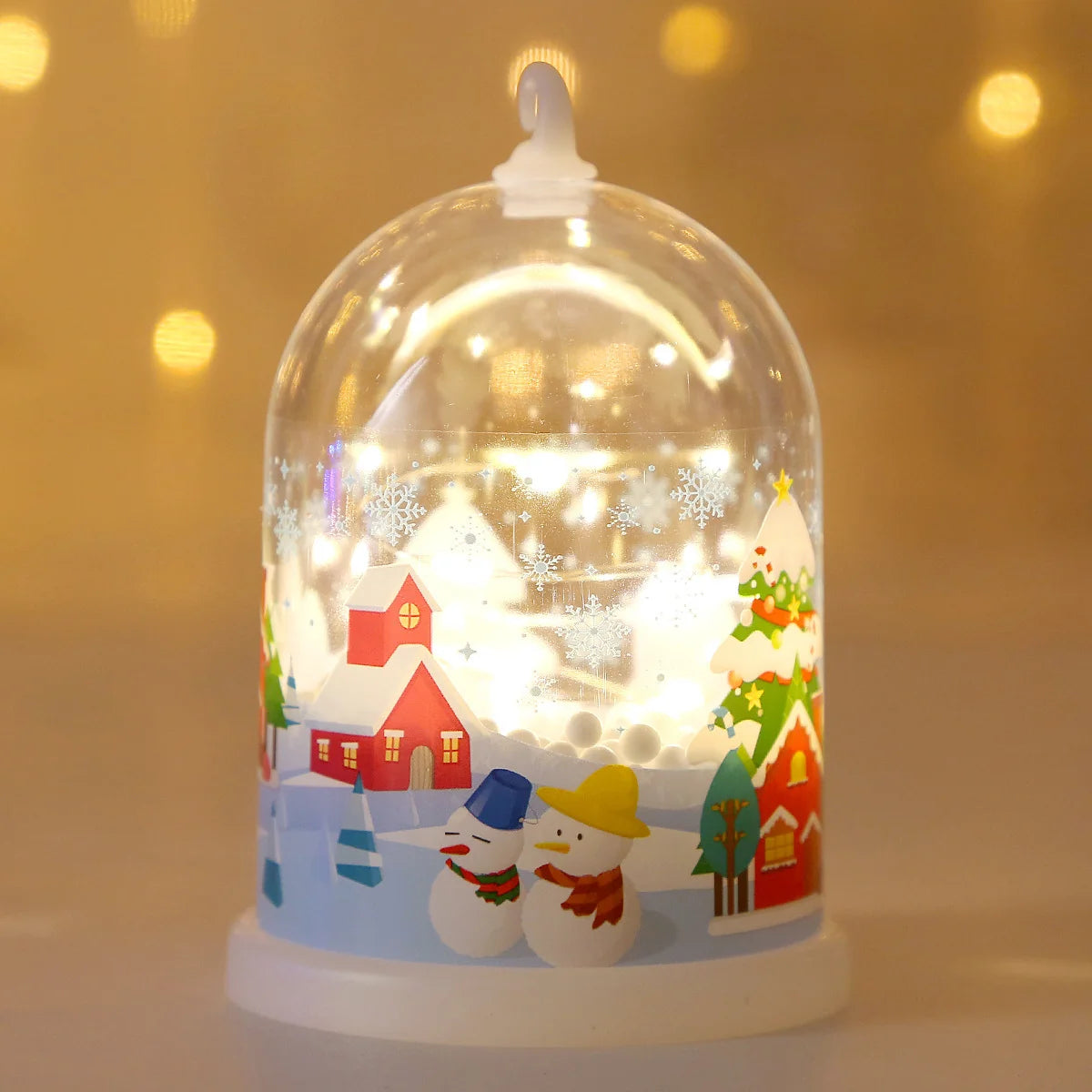 Glass Dome Decoration Warm White LED Santa Snow Scene