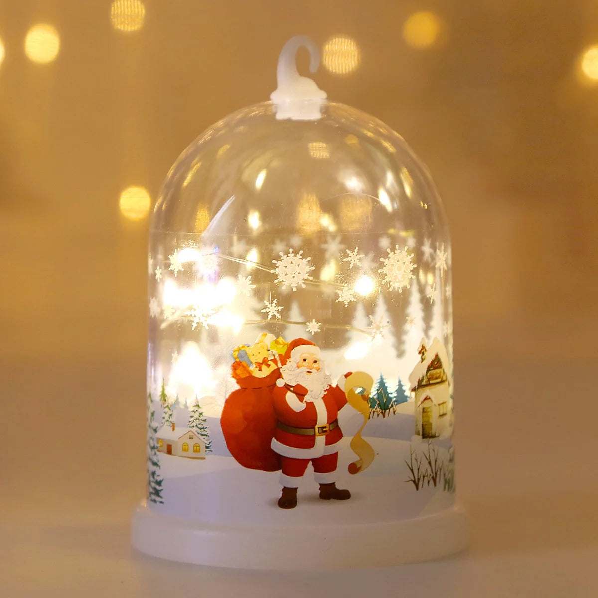 Glass Dome Decoration Warm White LED Santa Snow Scene