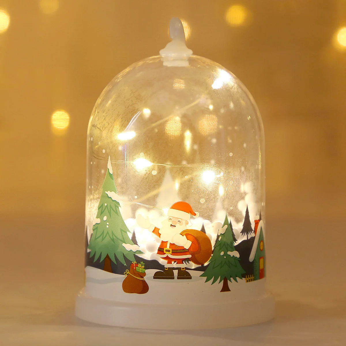 Glass Dome Decoration Warm White LED Santa Snow Scene
