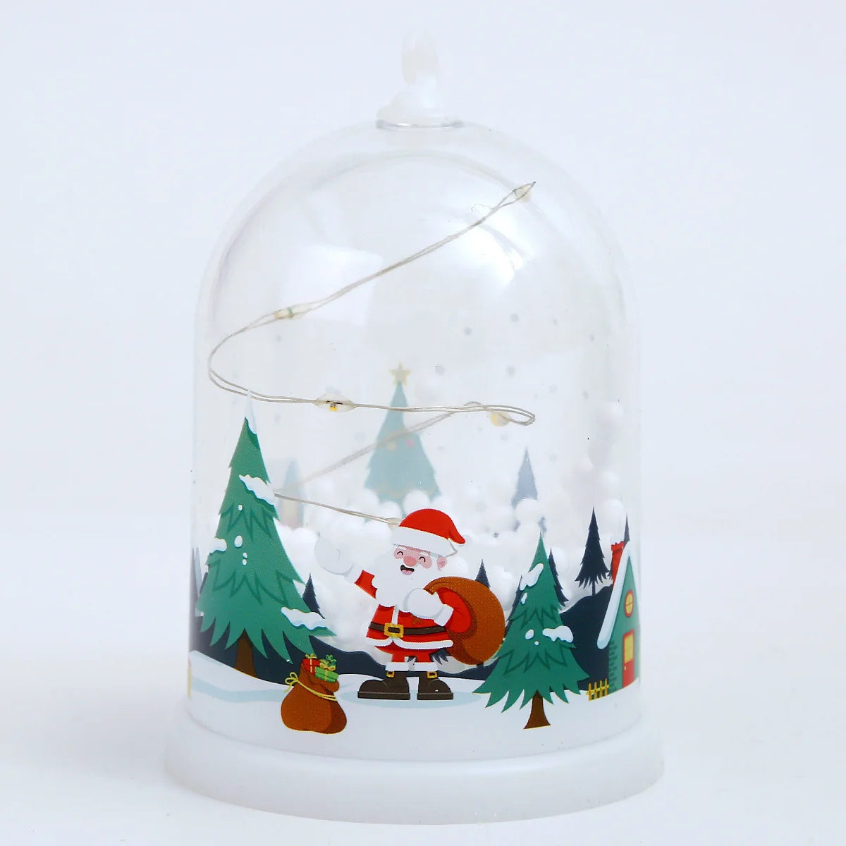 Glass Dome Santa Snow Scene Warm White LEDs