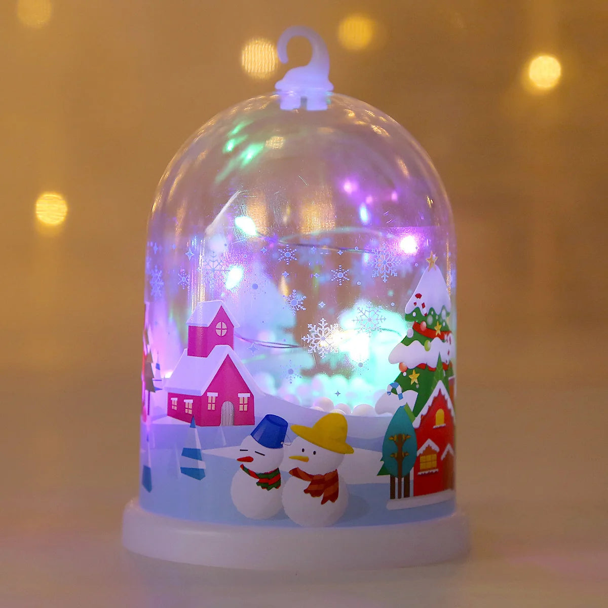 Glass Dome Santa Snow Scene Warm White LEDs