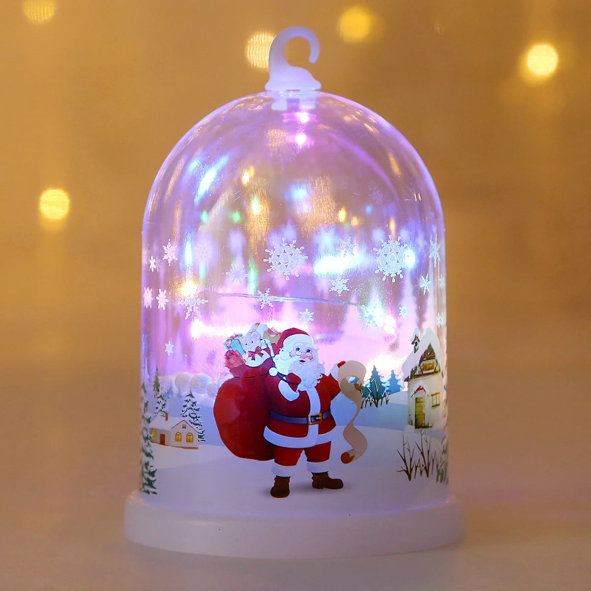 Glass Dome Santa Snow Scene Warm White LEDs