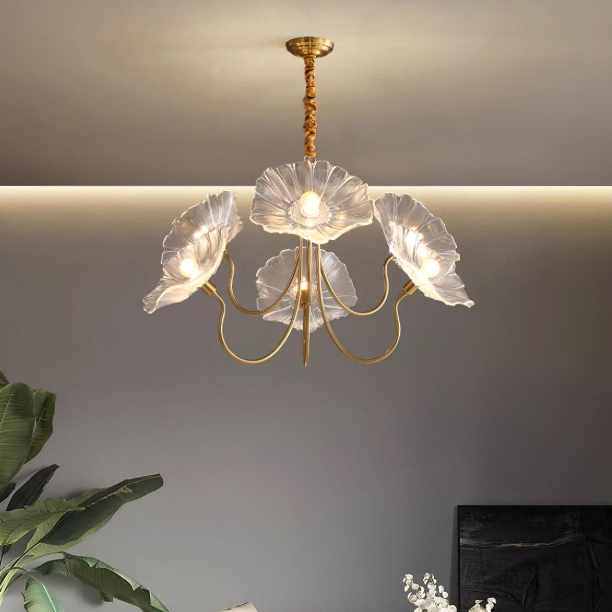 Glass Flower Chandelier Frosted Glass Soft Diffused Light