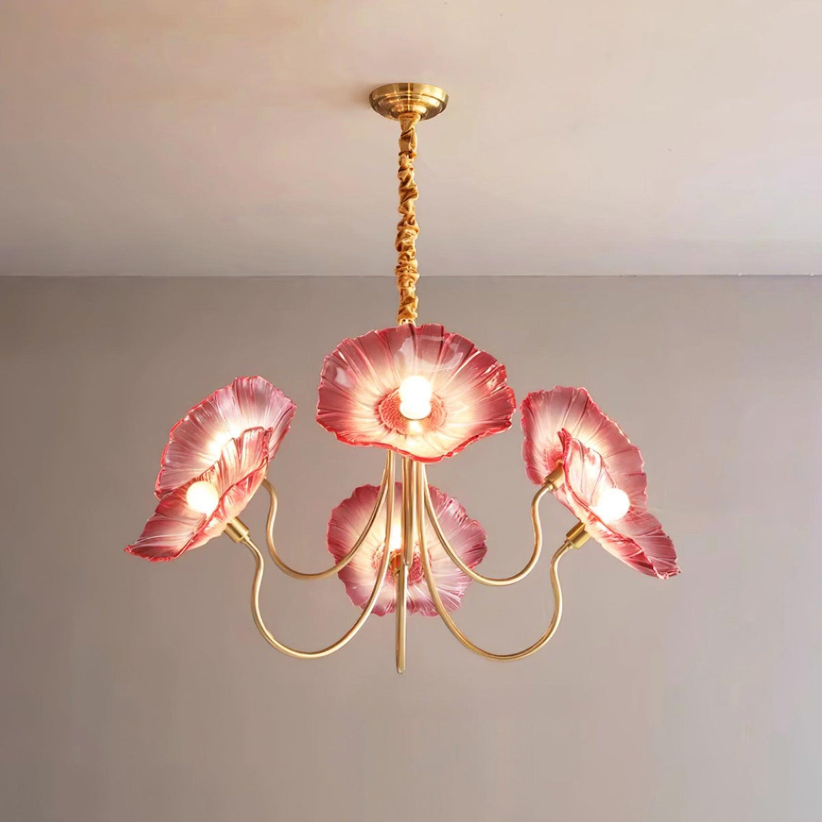 Glass Flower Chandelier Frosted Glass Soft Diffused Light