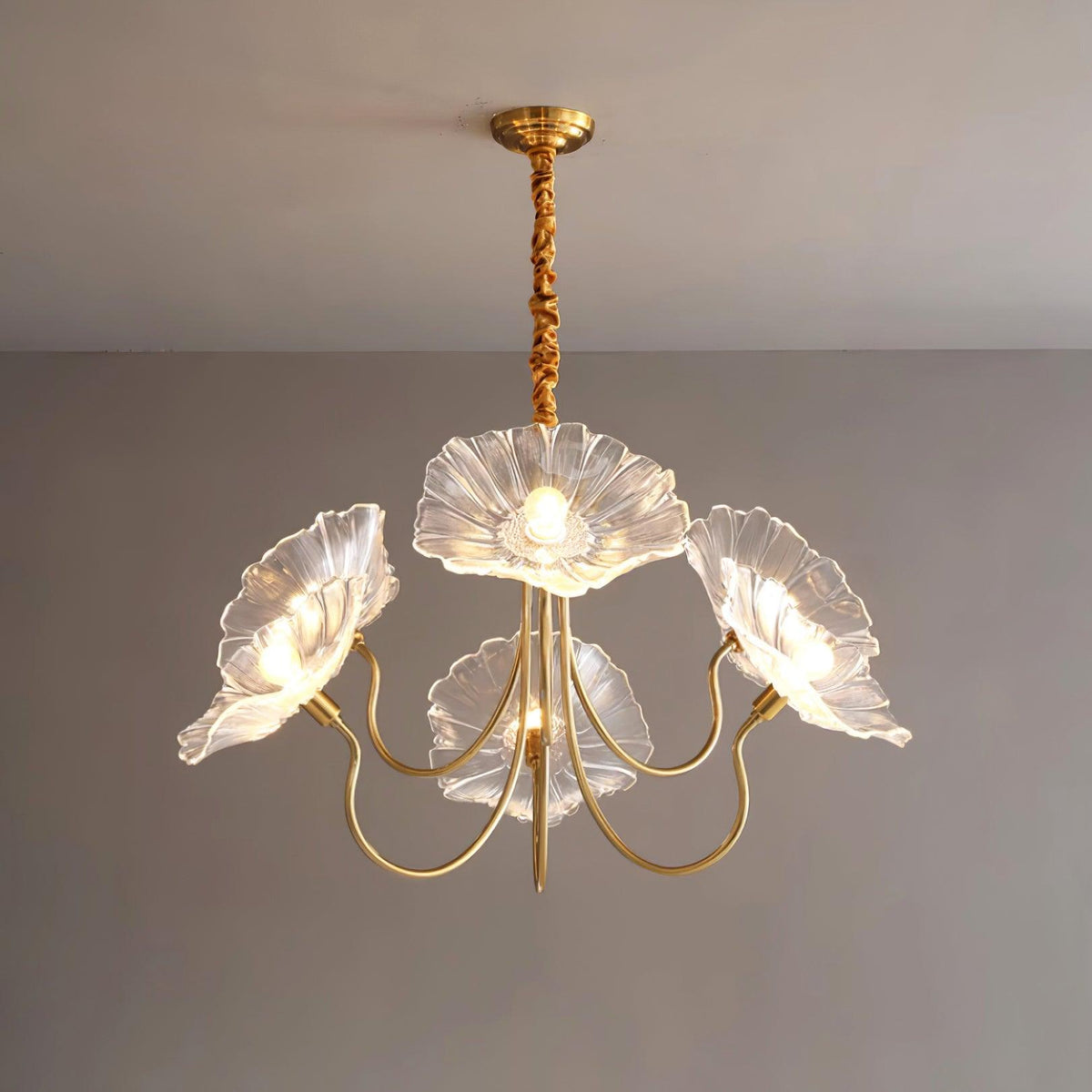 Glass Flower Chandelier Frosted Glass Soft Diffused Light
