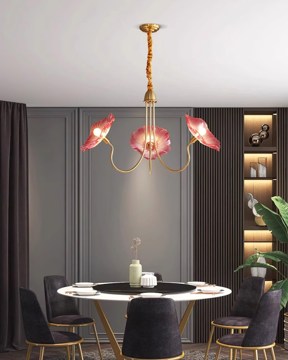 Glass Flower Chandelier Frosted Glass Soft Diffused Light