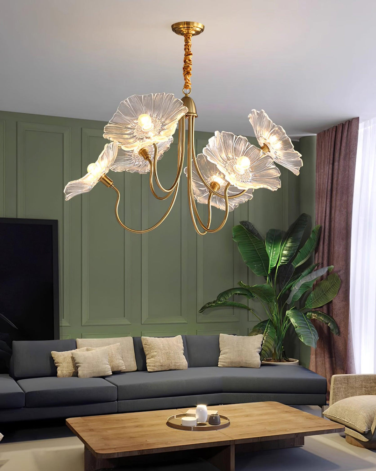 Glass Flower Chandelier Frosted Glass Soft Diffused Light