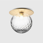 Glass Globe & Brushed Brass Flush Mount Ceiling Light (LED Included)