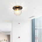 Glass Globe & Brushed Brass Flush Mount Ceiling Light (LED Included)