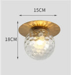 Glass Globe & Brushed Brass Flush Mount Ceiling Light (LED Included)
