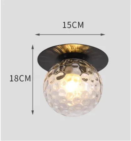 Glass Globe & Brushed Brass Flush Mount Ceiling Light (LED Included)